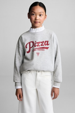 Sweat-shirt coton imprimé - Gris chiné