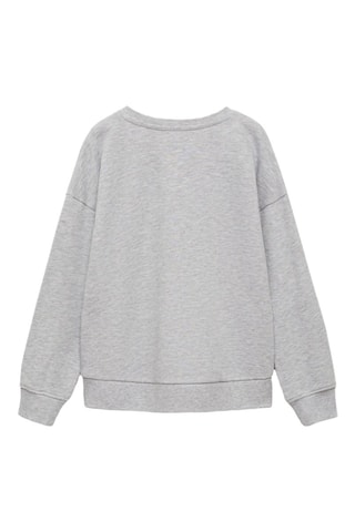 Sweat-shirt coton imprimé - Gris chiné