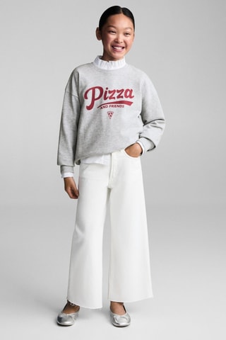 Sweat-shirt coton imprimé - Gris chiné