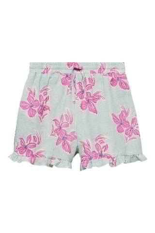 Short coton fleurs - Turquoise