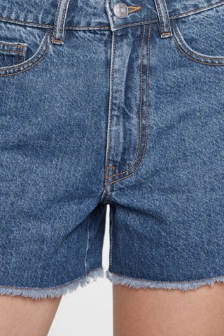 Short en jean revers effilochés - Bleu