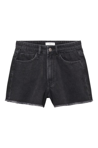 Short en jean revers effilochés - Noir