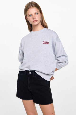 Short en jean revers effilochés - Noir