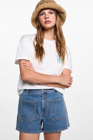 Short en jean poches - Bleu marine