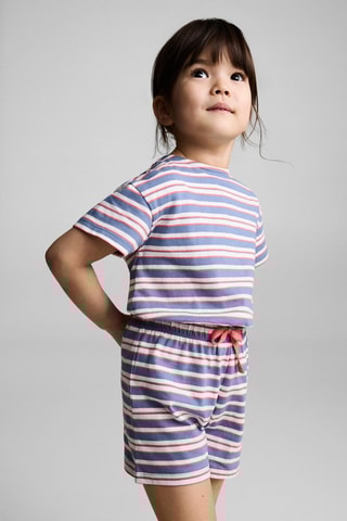 Combinaison courte rayures cordon - Bleu marine