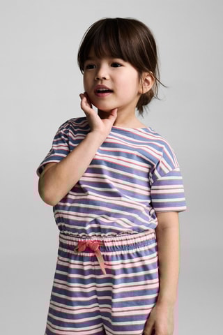 Combinaison courte rayures cordon - Bleu marine