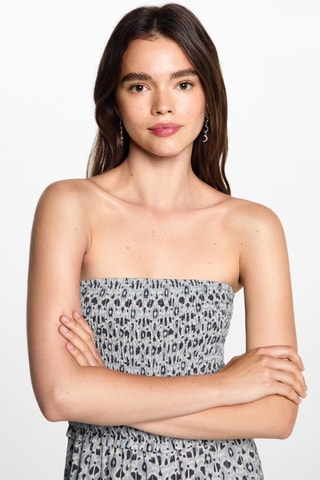 Combinaison bustier imprimée - Ecru