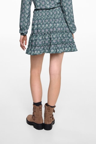 Jupe volants imprimée - Vert menthe