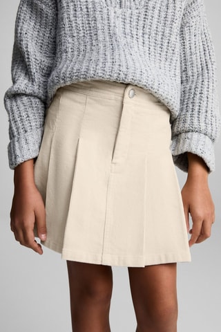 Jupe plissée velours côtelé - Écru