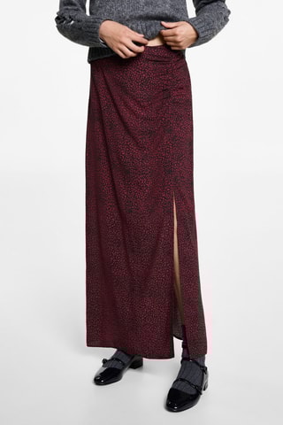 Jupe midi léopard - Rouge