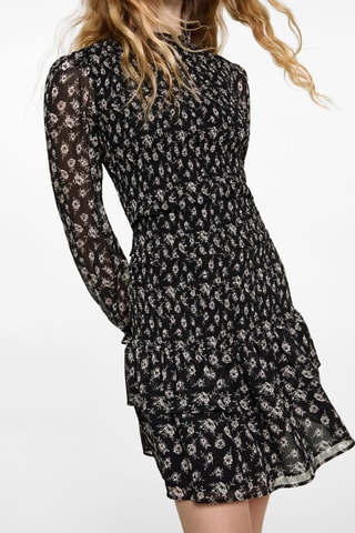 Jupe fleurs volants - Noir