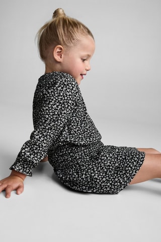 Jupe fleurs volants - Noir