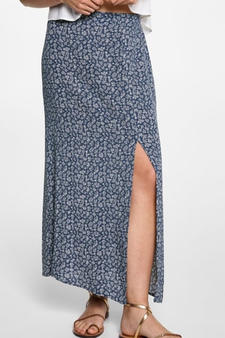 Jupe midi à fleurs - Bleu marine