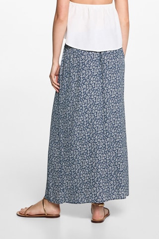 Jupe midi à fleurs - Bleu marine