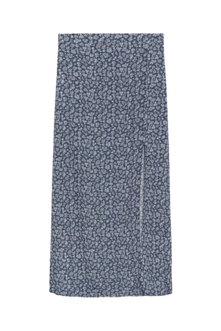 Jupe midi à fleurs - Bleu marine