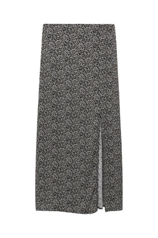 Jupe midi à fleurs - Noir