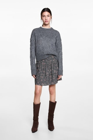 Jupe imprimée volants - Anthracite