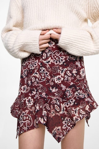 Jupe asymétrique imprimée - Grenat