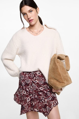 Jupe asymétrique imprimée - Grenat