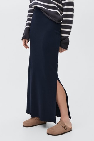 Jupe longue fente sur le côté - Bleu marine