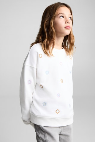 Sweat ornements fleurs - Blanc cassé