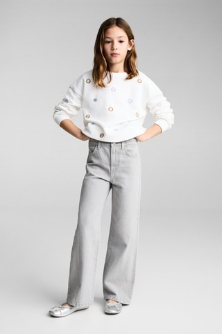 Sweat ornements fleurs - Blanc cassé