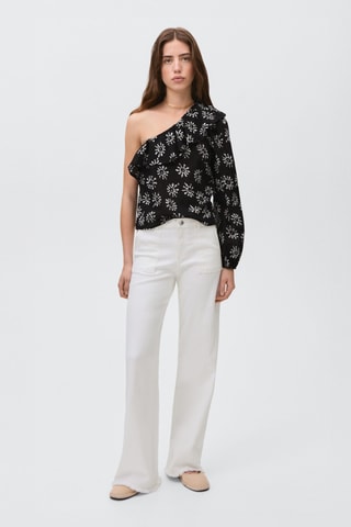 Blouse asymétrique imprimée - Noir