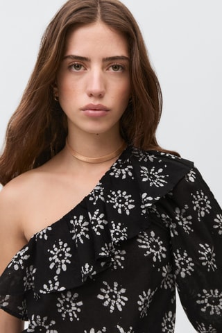Blouse asymétrique imprimée - Noir