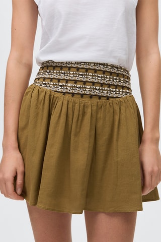 Jupe courte taille brodée - Olive