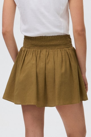 Jupe courte taille brodée - Olive