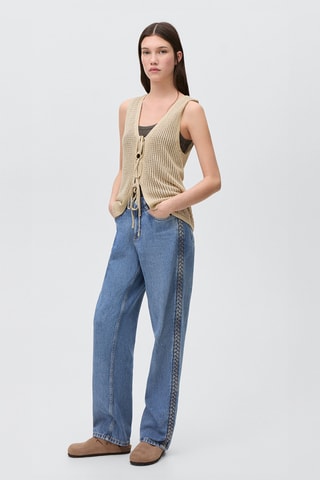 Gilet maille ajourée - Noir