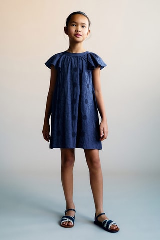 Robe courte brodée - Bleu marine
