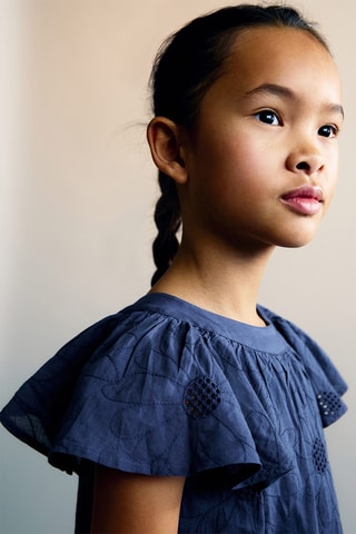 Robe courte brodée - Bleu marine