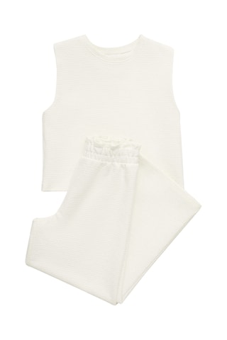 Pantalon droit texturé - Blanc cassé