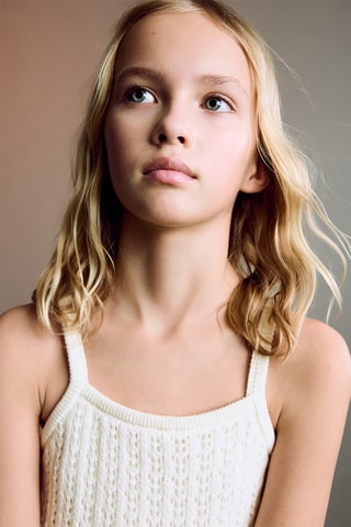 Top maille ajourée - Blanc cassé