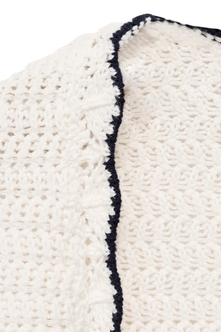 Cardigan maille bords contrastés - Blanc