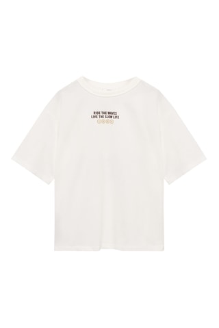 T-shirt en coton imprimé - Blanc cassé