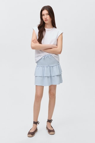 Jupe froncée volants - Bleu clair