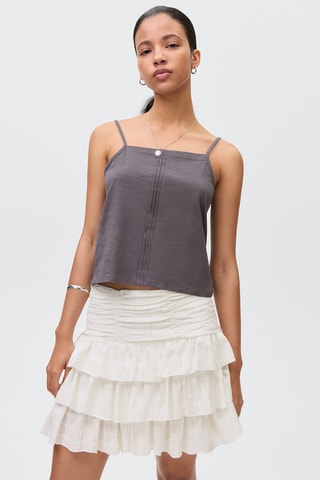 Jupe froncée volants - Blanc cassé