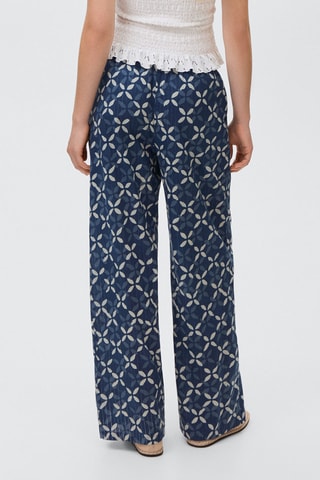 Pantalon droit imprimé - Bleu marine