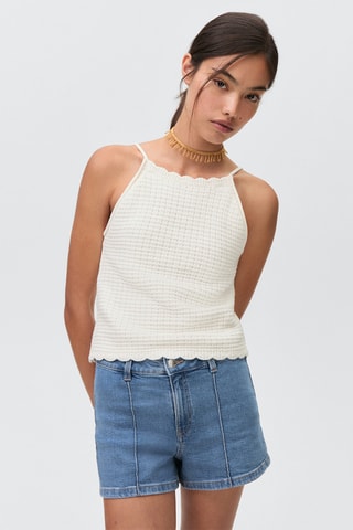 Top maille ajourée - Blanc cassé