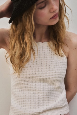 Top maille ajourée - Blanc cassé