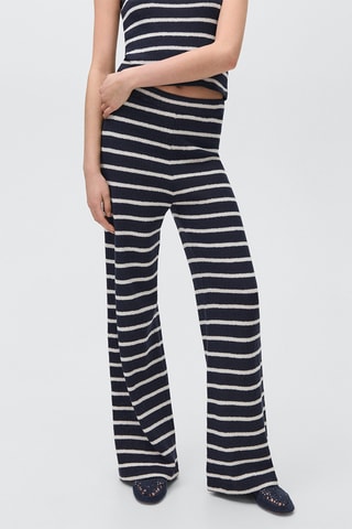 Pantalon maille à rayures - Bleu marine