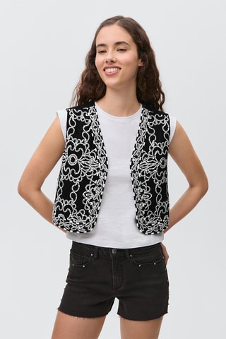 Gilet brodé - Blanc cassé