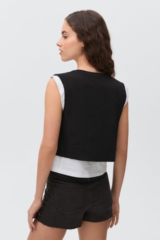 Gilet brodé - Blanc cassé