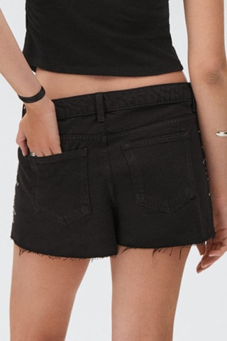 Short en jean à clous - Noir