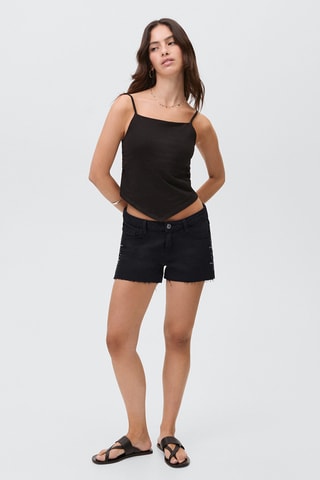 Short en jean à clous - Noir