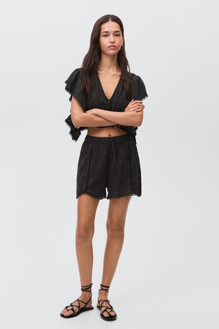 Short coton pompons - Noir