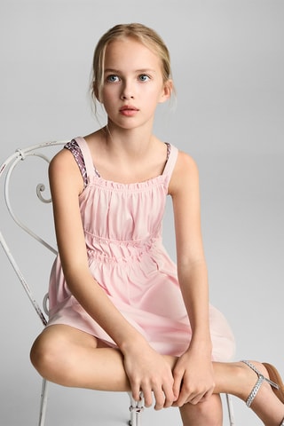 Robe froncée bretelles - Rose