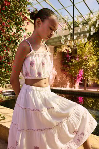 Crop top brodé - Beige